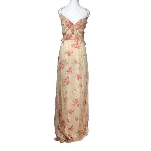 NWT BHLDN CLARE PINK SLEEVELESS FLORAL SHEER CHIFFON OVERLAY FORMAL DRESS - 16 - Picture 1 of 12
